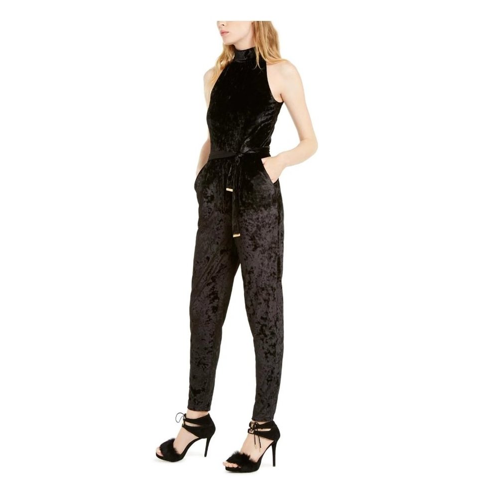 Michael Michael Kors Women's Sz. L Black Velvet Halter Jumpsuit